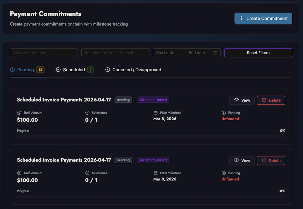 Payment Commitment